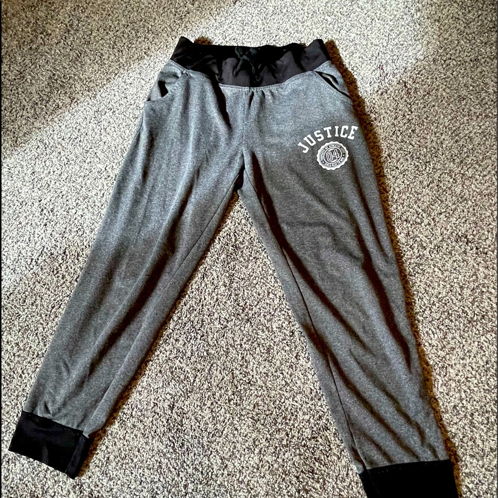 Gray and black Justice joggers